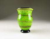 SALE Home Decor Lime Green Art Glass Urn Vase