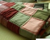 Silk Padded Patchwork Quilt Blanket - Coral