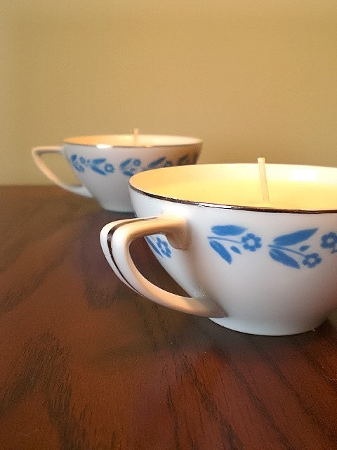 Lavender and Vanilla Soy Teacup Set OOAK, relaxing, romantic, soft, gift for her