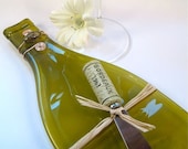 Flattened Wine Bottle Serving Tray - Olive Green and Eco Friendly