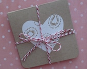 Set of 6 Mini 3x3 Valentine Love Paisley Heart Cards