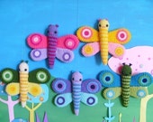 flutterby butterflies pattern.. butterfly moth amigurumi crochet plushie play toy fun decore pattern pdf instructiuons