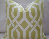 Decorative Designer pillow cover- 18X18 - Kaufmann Gatework Pattern in Chartreuse
