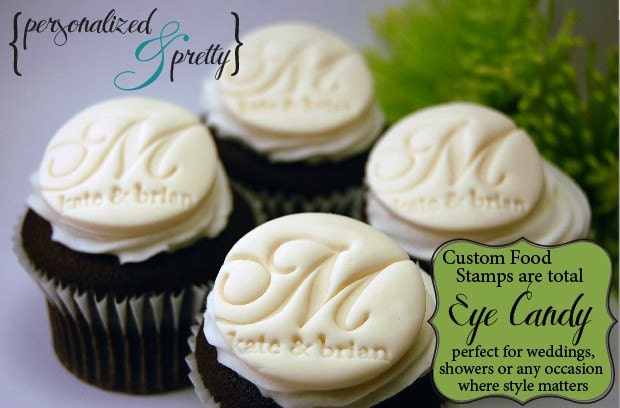 Food Safe Acrylic Stamp - For Fondant, Cupcakes, Brides and Birthdays
