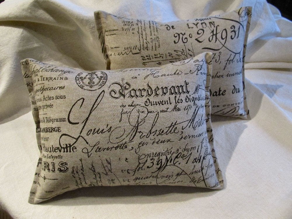 French Scripte Pair of Accent pillows 10x14