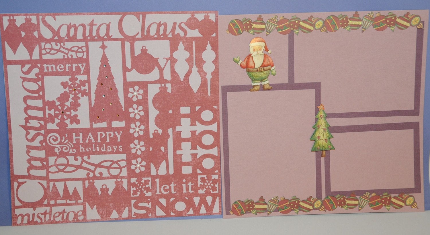 Old Fashioned Christmas --- Premade 2 Page --- Scrapbook Pages --- Just add your pictures