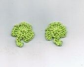 2 small clovers-shamrocks, green, for applique, scrapbooking, clothing embellishment, card embellishment.