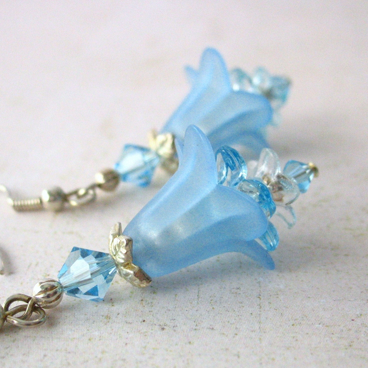 Blue Flower Cascade Dangle Earrings