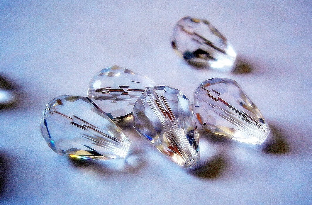 Clear Czech Glass Beads Set of 10 10mm x 13mm