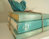 Vintage Turquoise Coordinating Book Stack