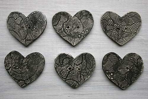 Black Lace Heart Buttons