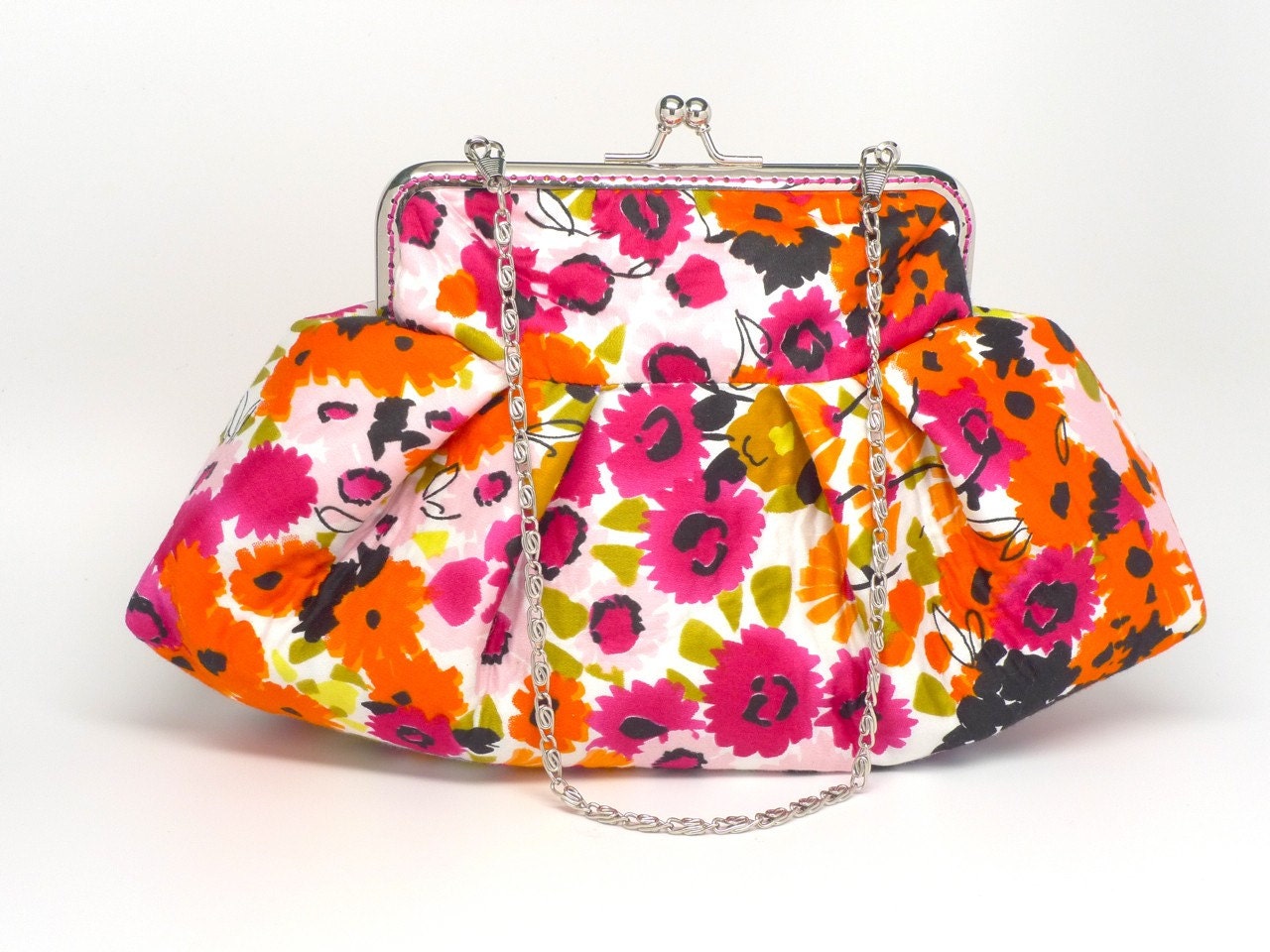 Cluth bag with colorful flowers printed silk