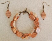 Twisted Gemstone Bracelet n Earrings - Terra Cotta Shades