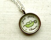 hand painted necklace, original watercolor pendant, Give Peas a Chance