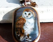 Owl  - fused glass pendant