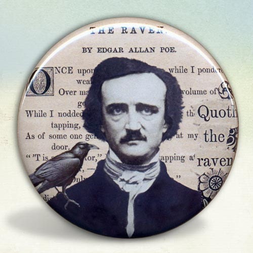 Edgar Allan Poe  and Raven collage Pocket Mirror
