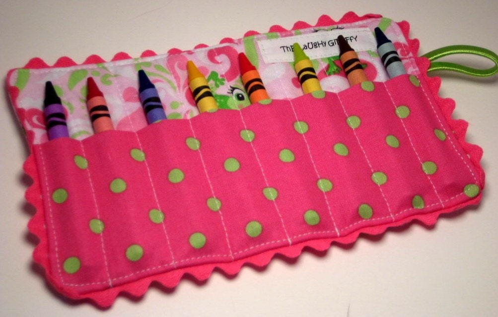 Frogs and Polka Dots MINI Crayon Roll