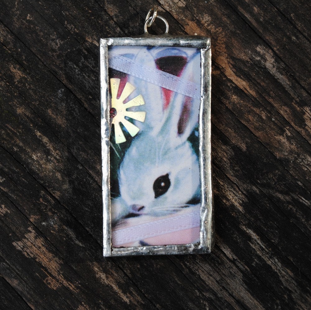 Easter Bunny Pendant Soldered Glass