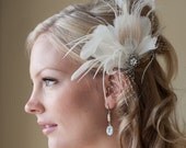 LIBBY - Champagne and Ivory Feather Fascinator