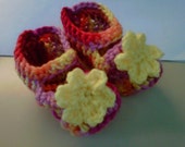 Yellow Bright Flower Mary Jane Booties- size 3-6m