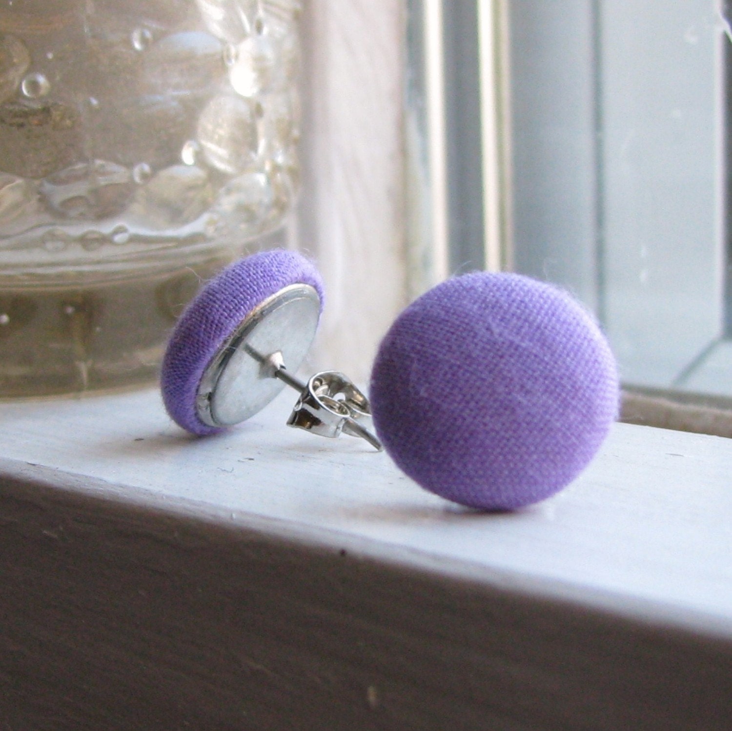 Lavender Button Stud Earrings