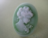 Statement Ring - Victorian Inspired Light Green Lady Cameo Ring - Great for Mother's Day, Anniversary or Birthday Gifts - Free US Shipping