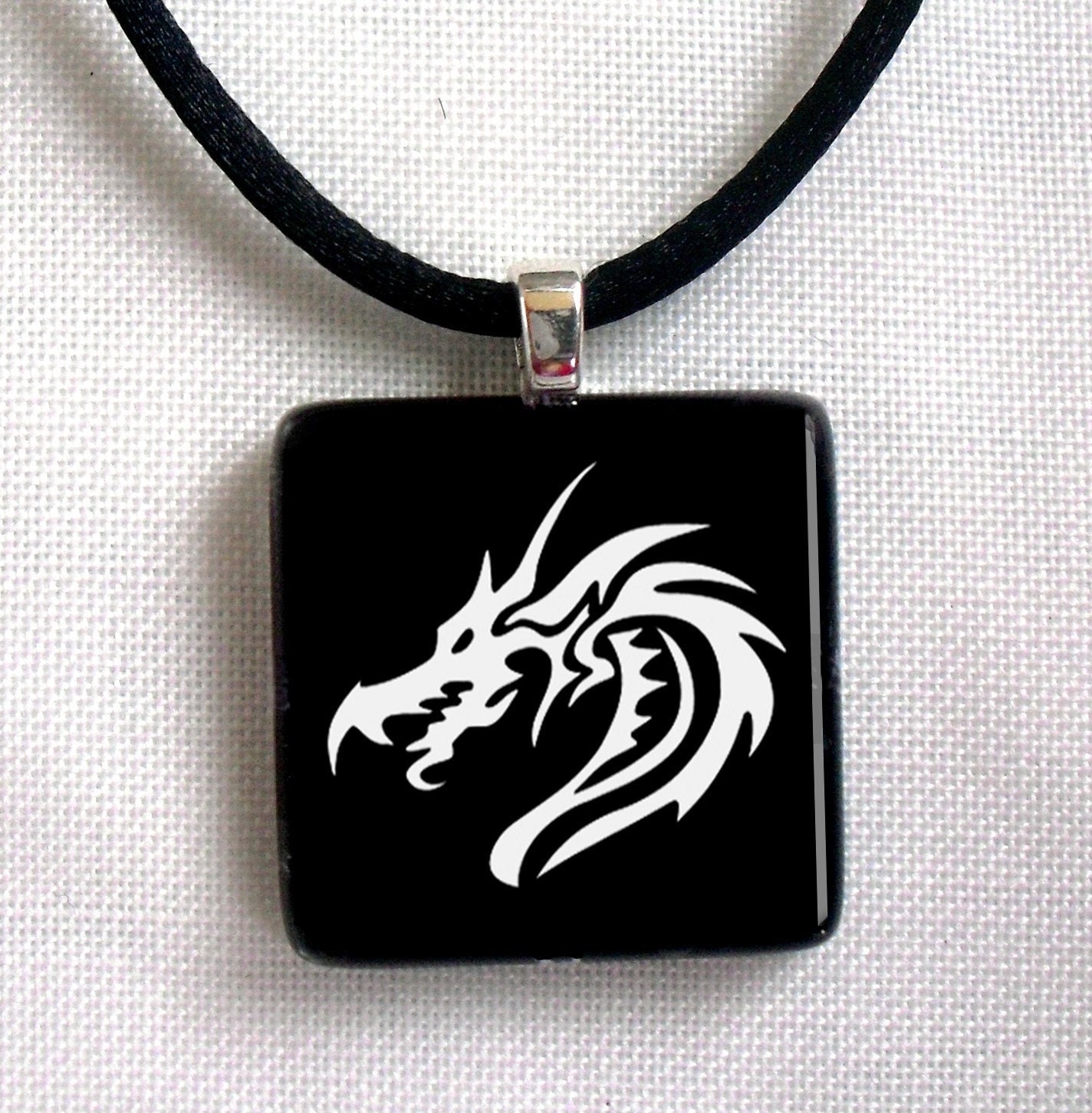 Chinese dragon, 1 inch Square Glass Tile Art Photo Pendant (with Necklace Gift)