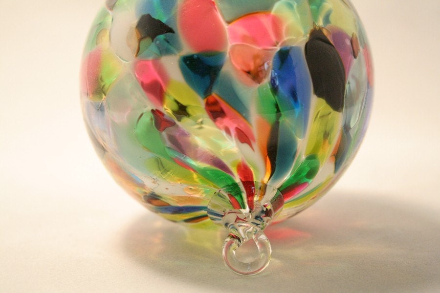 Ornament Suncatcher Hand Blown Art Glass in Spring Magic Mix by Totally Blown Glassworks