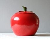 vintage red apple canister large