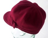 Red Wool Newsboy Hat - Janis - M