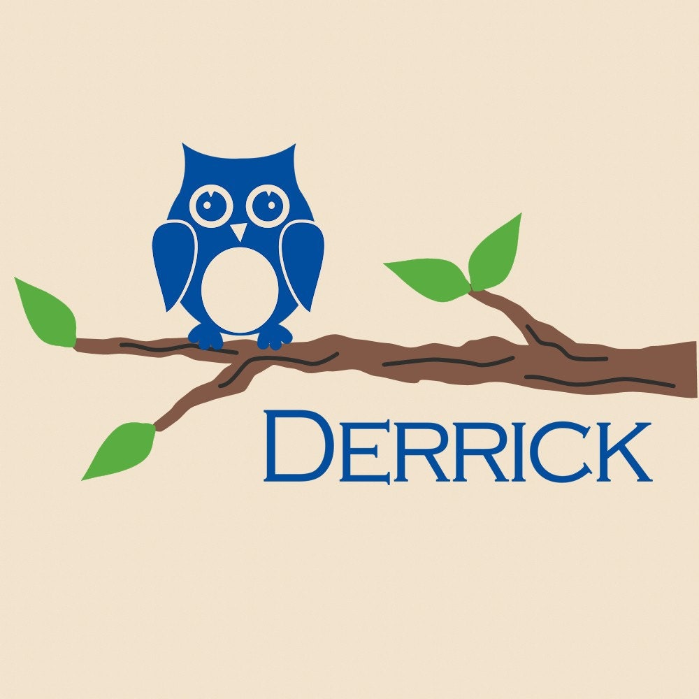 Owl on Branch Personalized Wall Decal