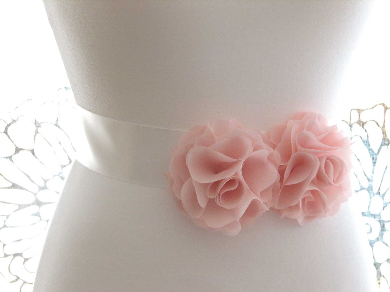Chiffon flower bridal sash