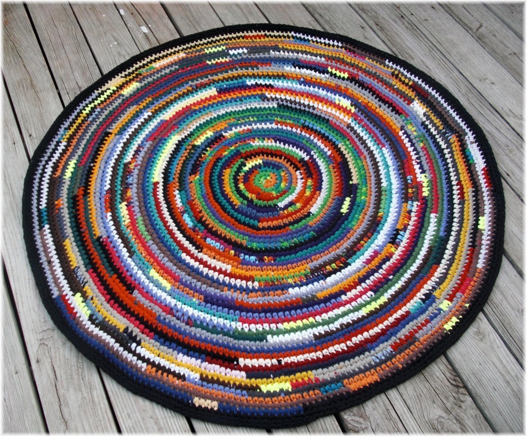 Round Rag Rug Multi Color 50 inches