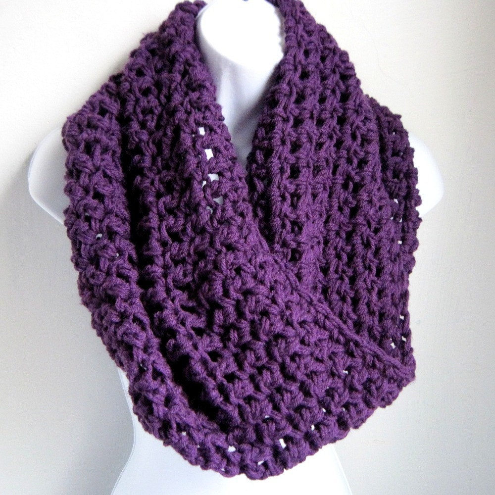 Infinity Scarf Plum Purple Extra Large Chunky Scarf "Buy one get one 50% off lowest price"