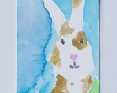 Handmade Watercolor Spring Brown Spot  Bunny Bookmark