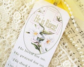 Easter Lily and Cross Bookmark in Yellow He is Risen Bookmark Book Tag ON SALE, NOW