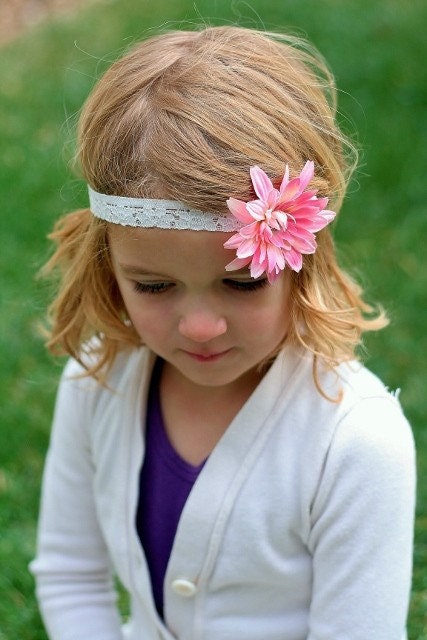 Sparkly and Pink Flower Headband - Newborn - Baby - Toddler Headband - ALL SIZES