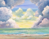 REVELATION, Original Art Seascape Painting on Artist Canvas Panel, 5 x 7