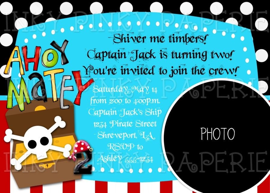 Argh Pirate party birthday invitation