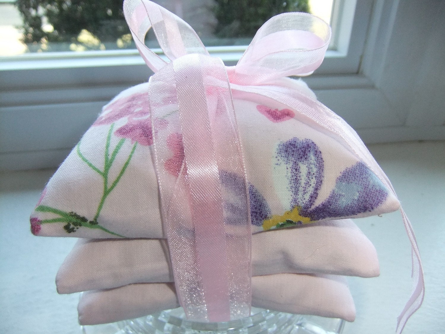 Stacked Pink Lavender Sachets - Set of Three (3)