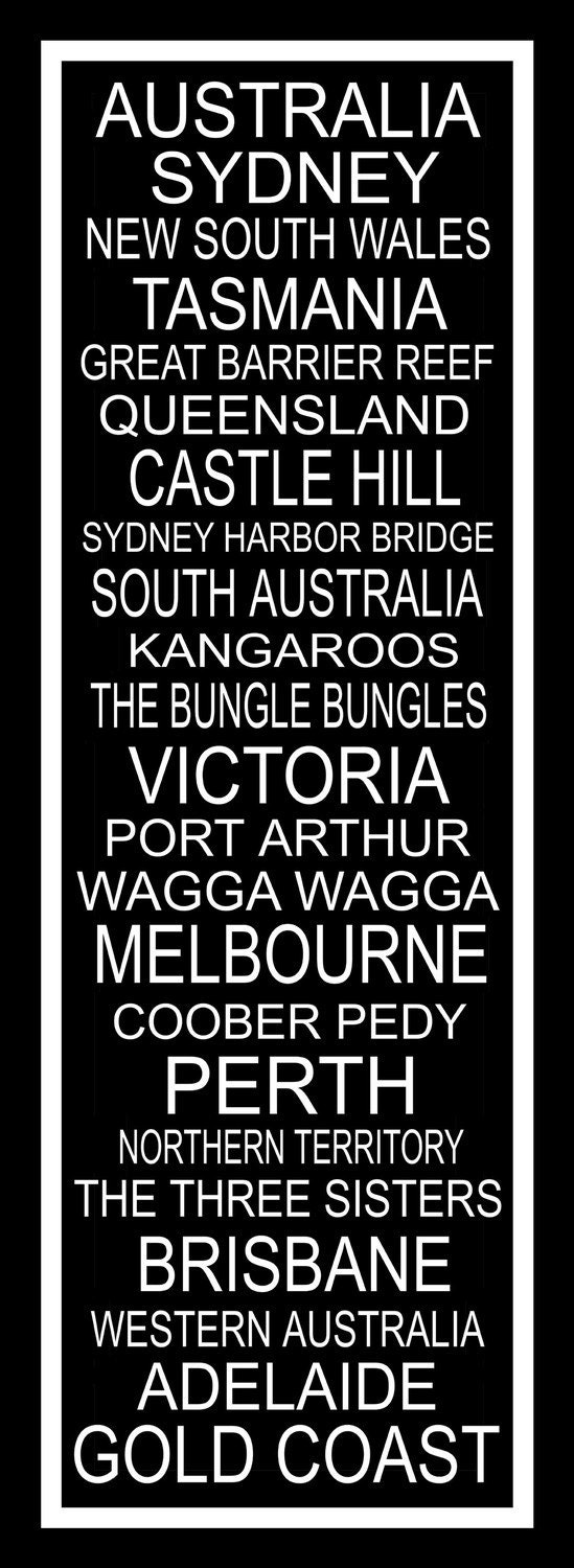 Subway Sign Art  Australia Typography Print  11.75x36