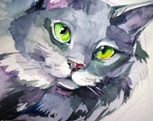 Custom ART work of YOUR cats, dogs and pets 9x11 inch waterolor Shipped via PRIORITY