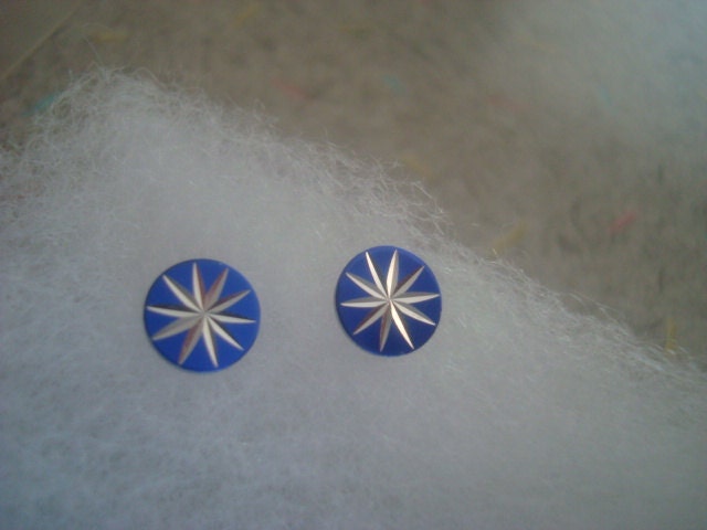 Vintage Starburst Stud Earrings in Midnight Blue