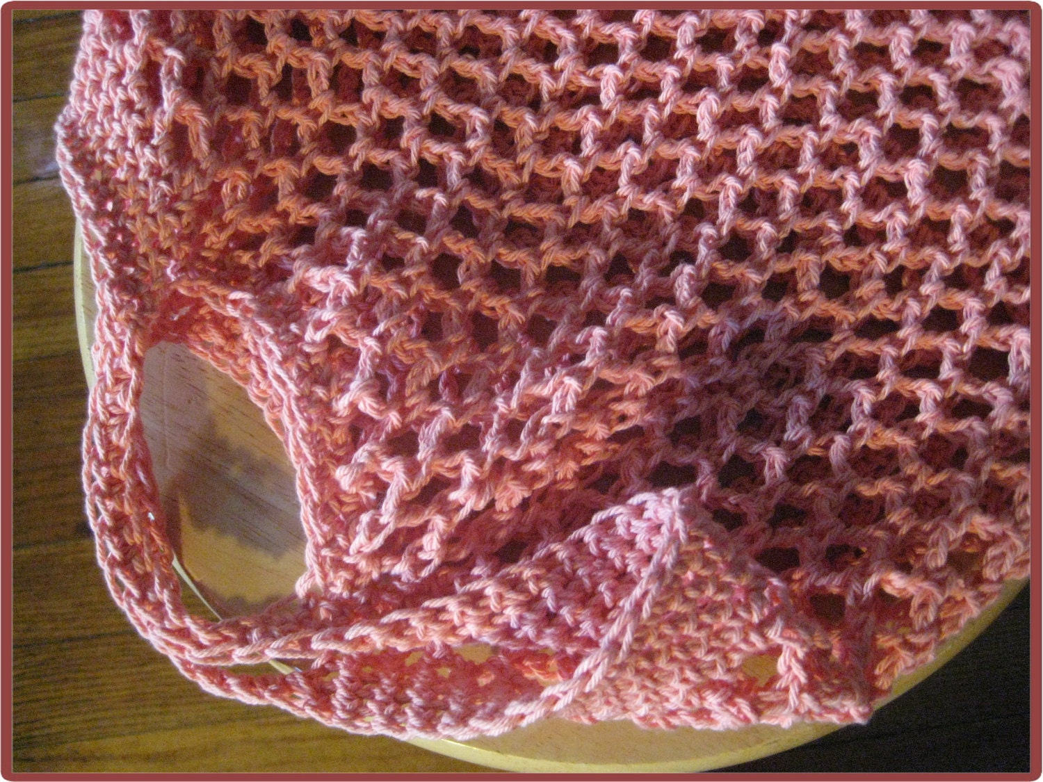 Apricot Crochet Mesh Shopping Bag