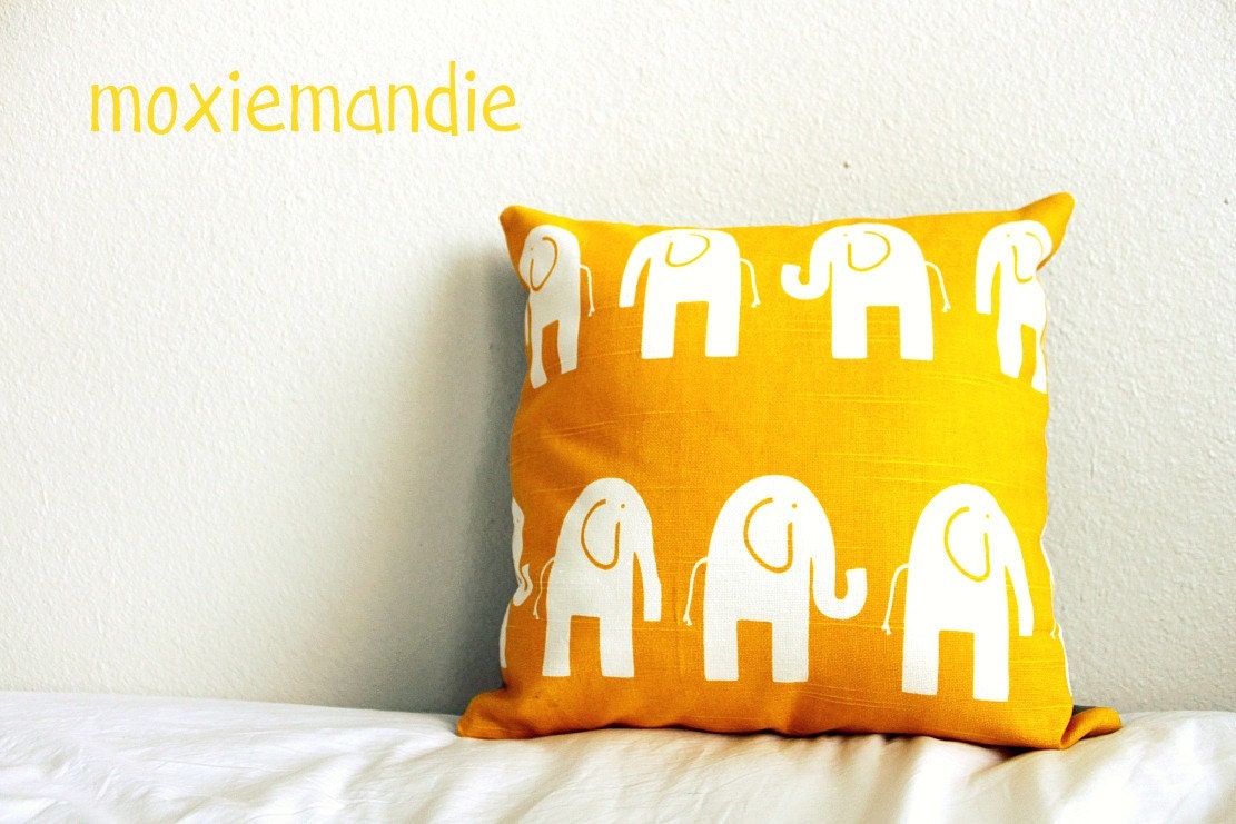 Golden Elephants Nursery Pillow Cover