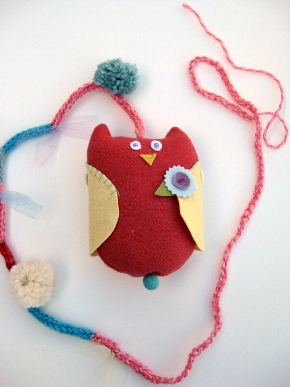 Handmade Hanging Wool Owl - Mini Mobile --- Ready to Ship