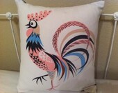 Vintage 1950s 60s Retro Rooster Pillow