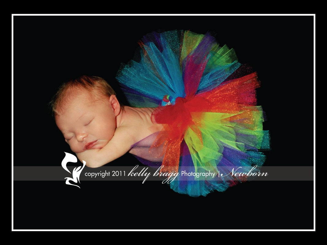 Shimmering Rainbow Brite Tutu-Sizes newborn to 4t-Custom orders welcome