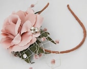 Headband Rose fascinator in dusty pink with vintage accents, headband for weddings