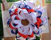 Play Ball Chicago Cubs Inspired Large Boutique Loopy Bow on French Clip